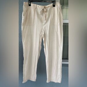 Croft & Barrow Women’s Linen Cotton Blend Casual Beachy Pockets Pants Size 16